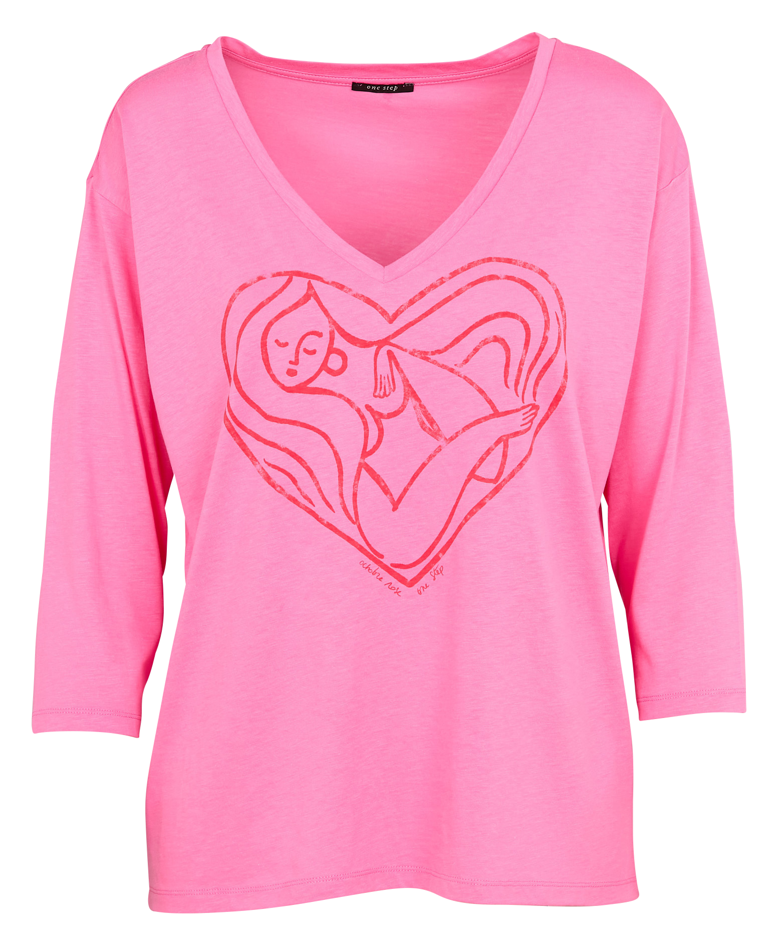 MEZZO - Tee-shirt col V en coton mélangé | Rose