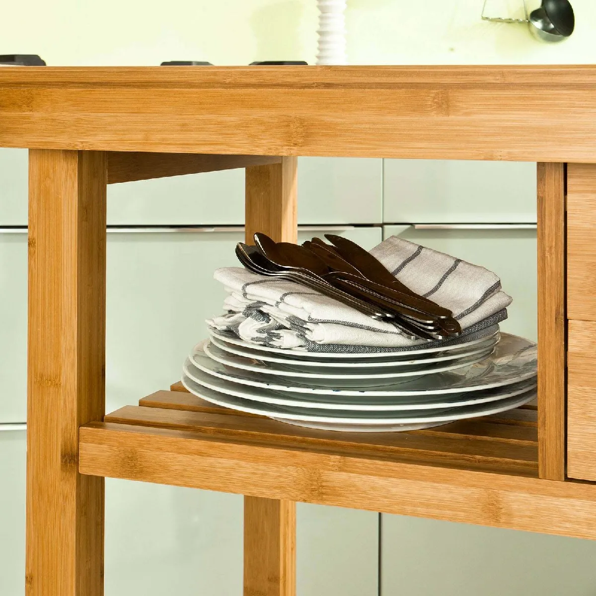 SoBuy FKW26-N Chariot de Cuisine - Bambou
