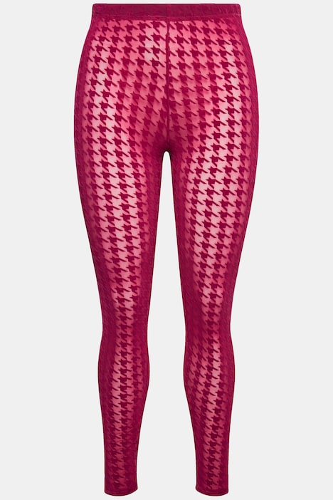 Strumpf-Leggings, Flockdruck, Hahnentritt