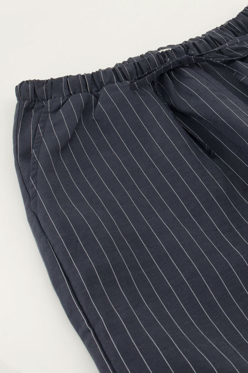 Donkerblauwe wide leg broek met strepen