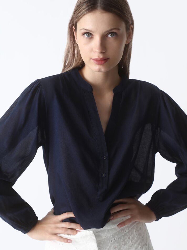 Camisa com colarinho Baker - Azul Marinho