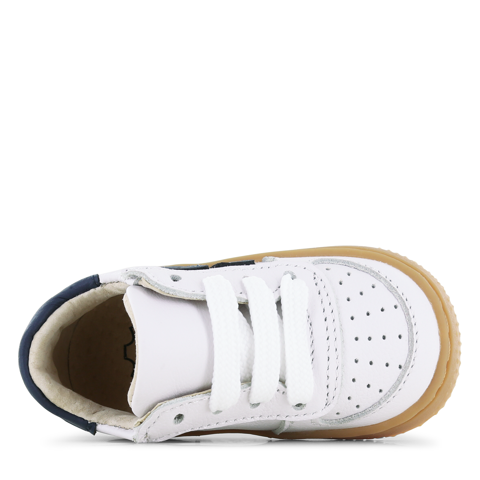 Shoesme wit-donkerblauw sneakertje Leer | Uni schoenen
