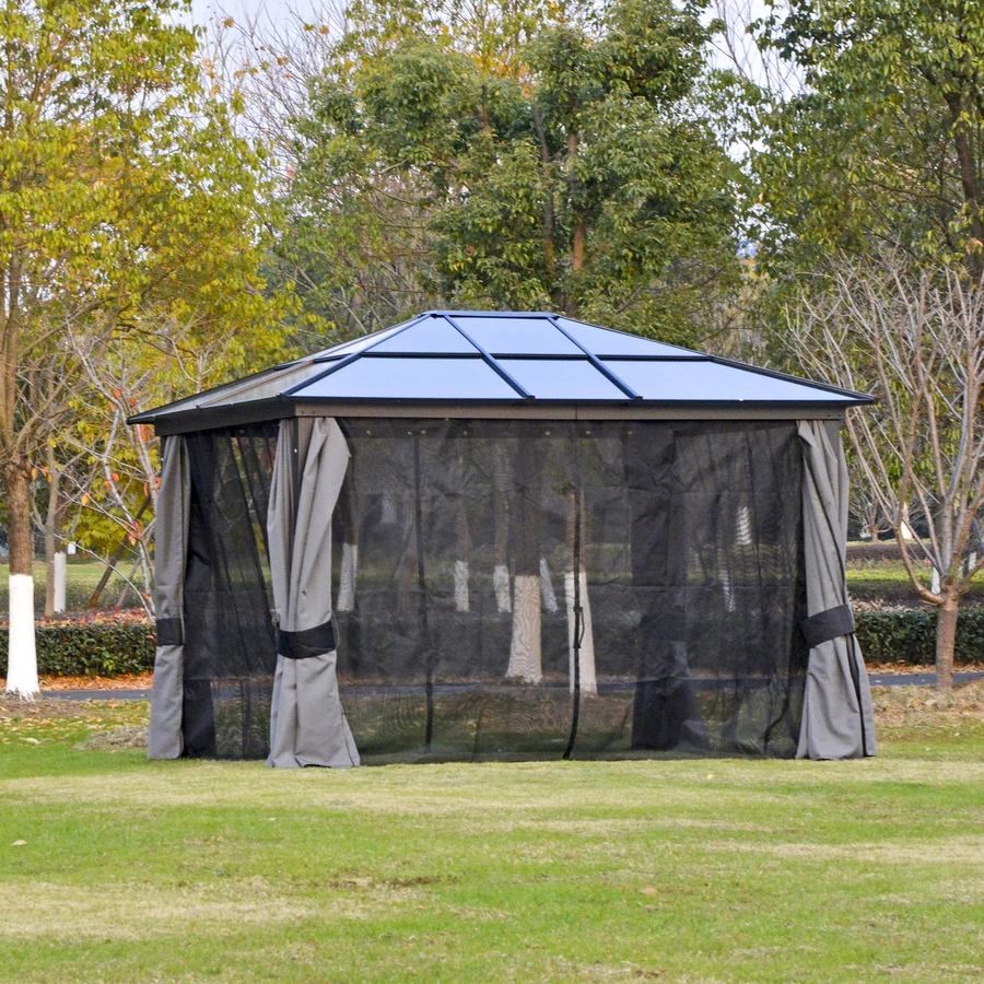 Outsunny Pavillon mit zwei unterschiedlichen Wandarten bunt