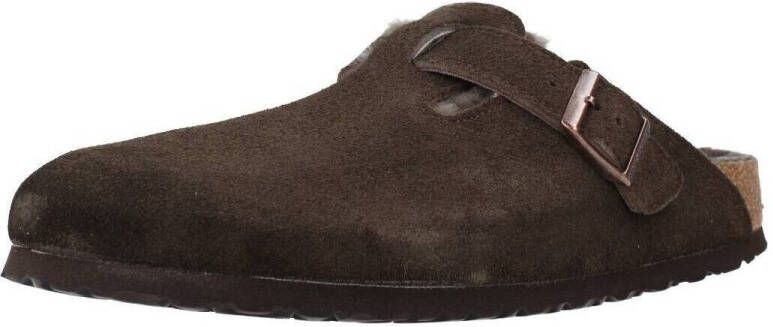 Birkenstock slipper BOSTON Shearling Mocca Suede Leather narrow