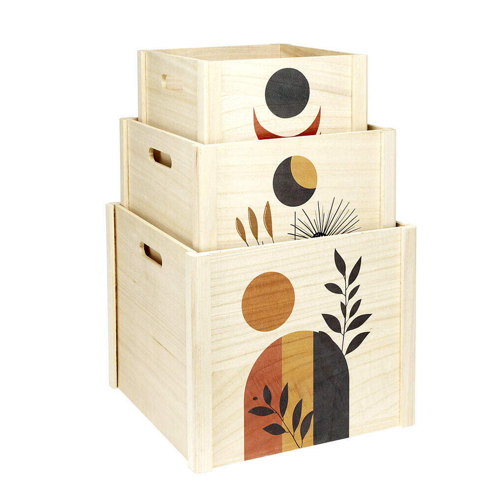 Boîte de rangement ouvert en bois 34x28xH34cm (2 modèles)