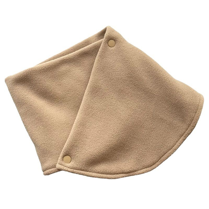Fleece Schal Halstuch Nackenschutz Schlauchschal mit Druckknöpfen - Beige
