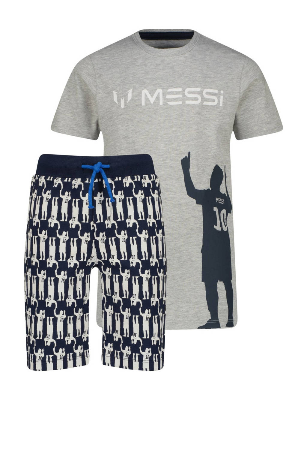 Messi shortama Silhouette met printopdruk grijs melange/zwart