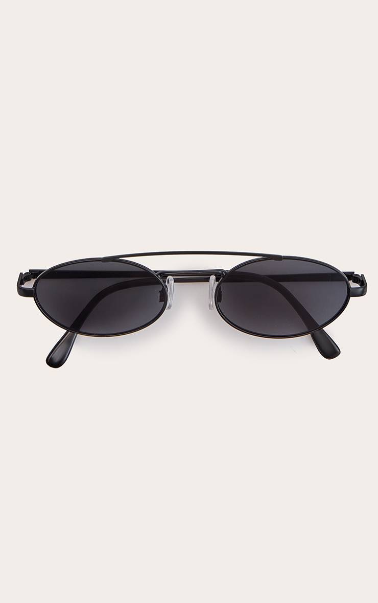 Noir Lunettes De Soleil Aviateur Ovales À Monture Métallique