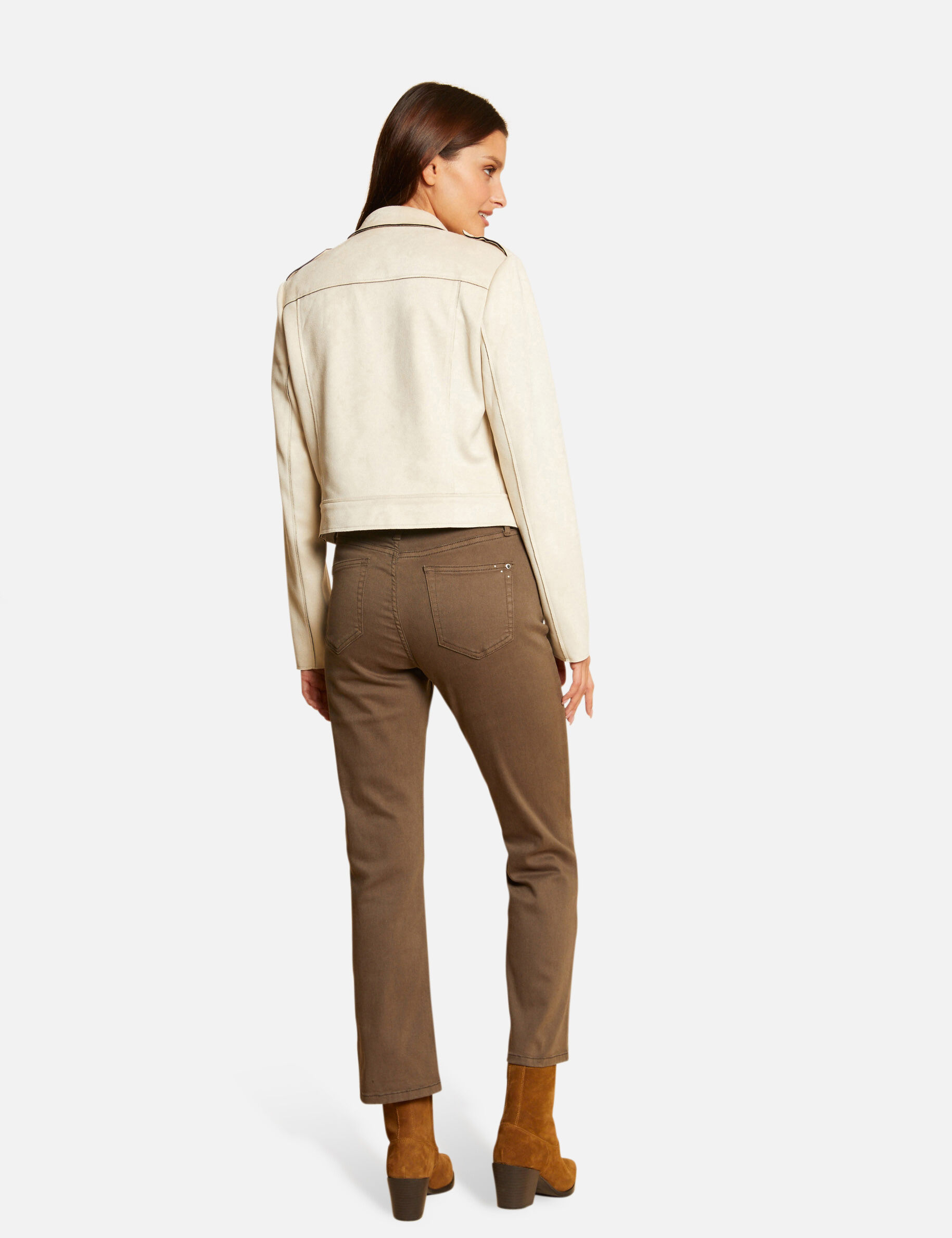Pantalon droit taille haute 7/8ème vert kaki femme - vert_kaki
