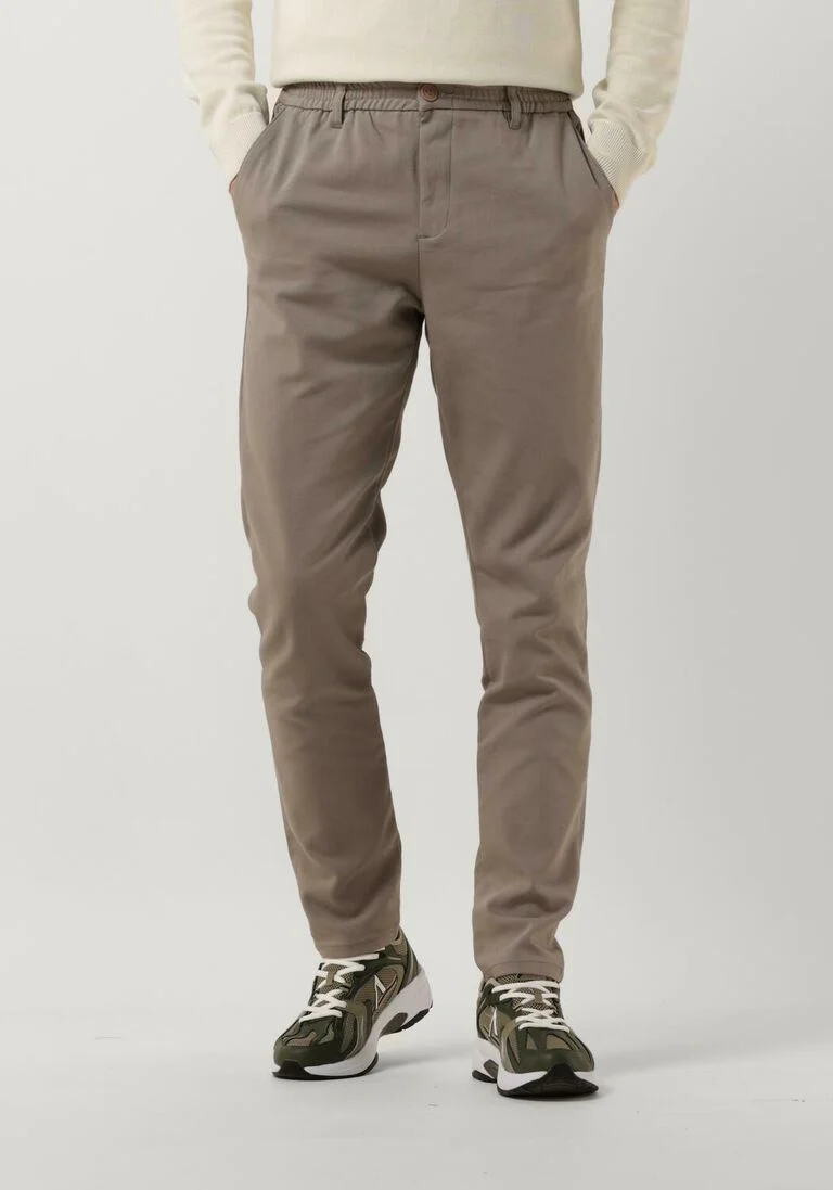 PUREWHITE taupe purewhite pantalon pants with single welt back pockets and elastic waistband
