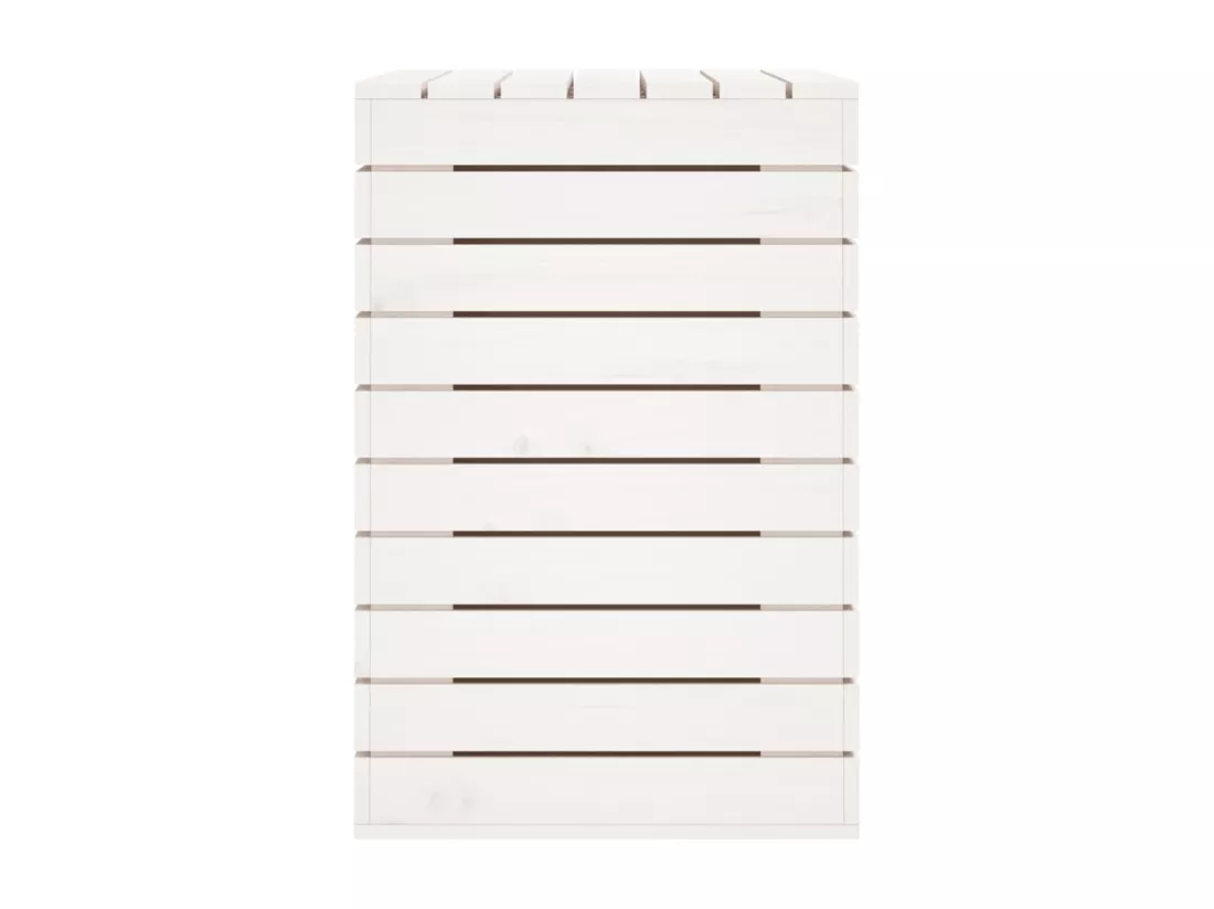 Panier à linge blanc 88,5x44x66 bois massif de pin