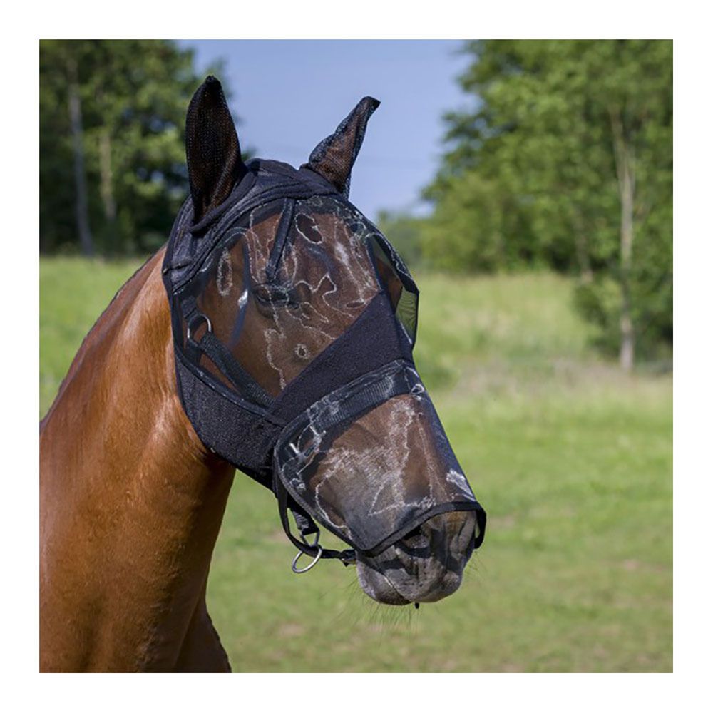 Equitheme 2 EN 1 - Masque anti-mouches noir