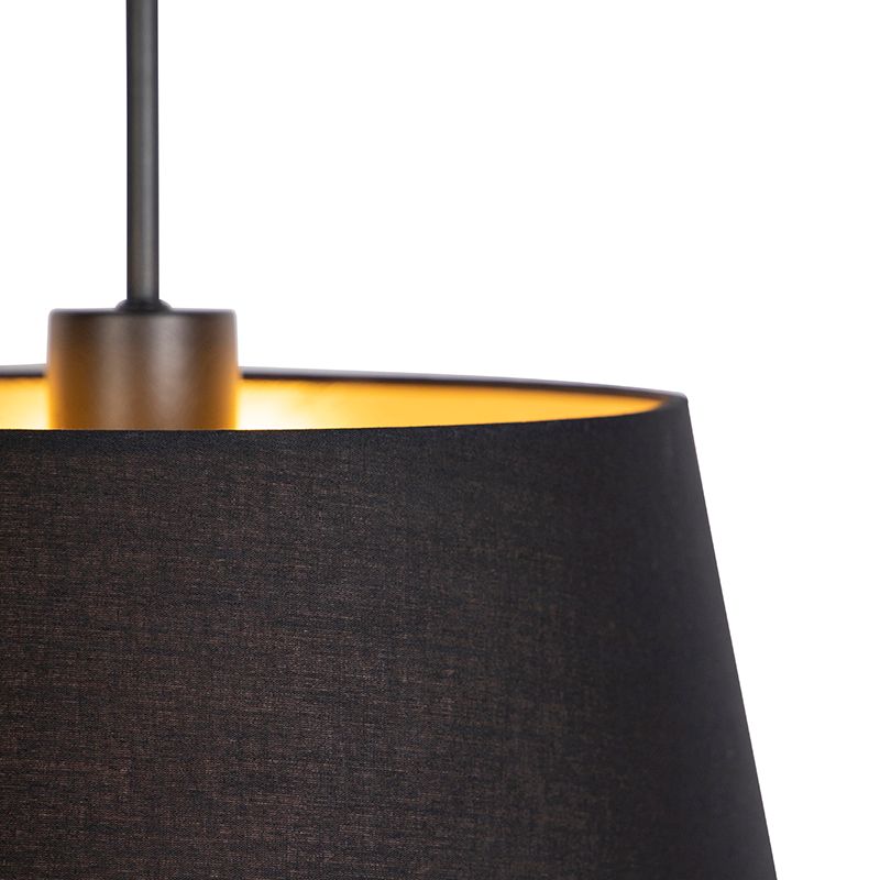 Hanglamp met katoenen kap zwart met goud 32 cm - Combi