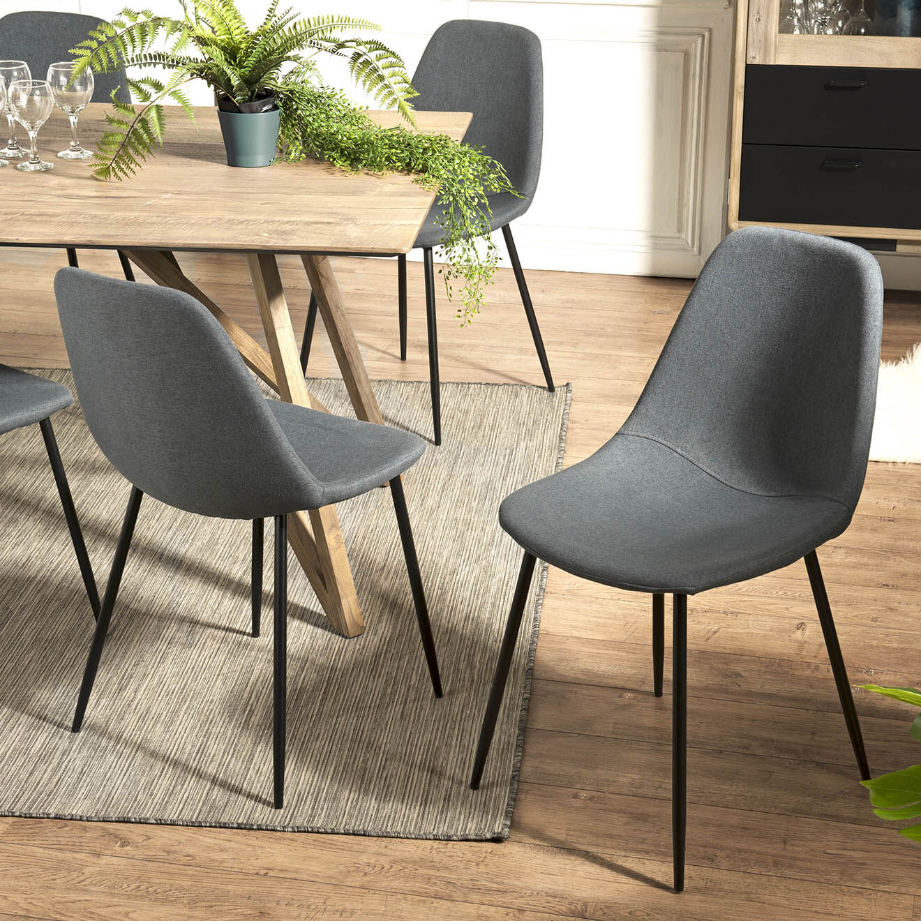 Macabane 2 Chaises Augustin anthracite - 43x53x80 cm