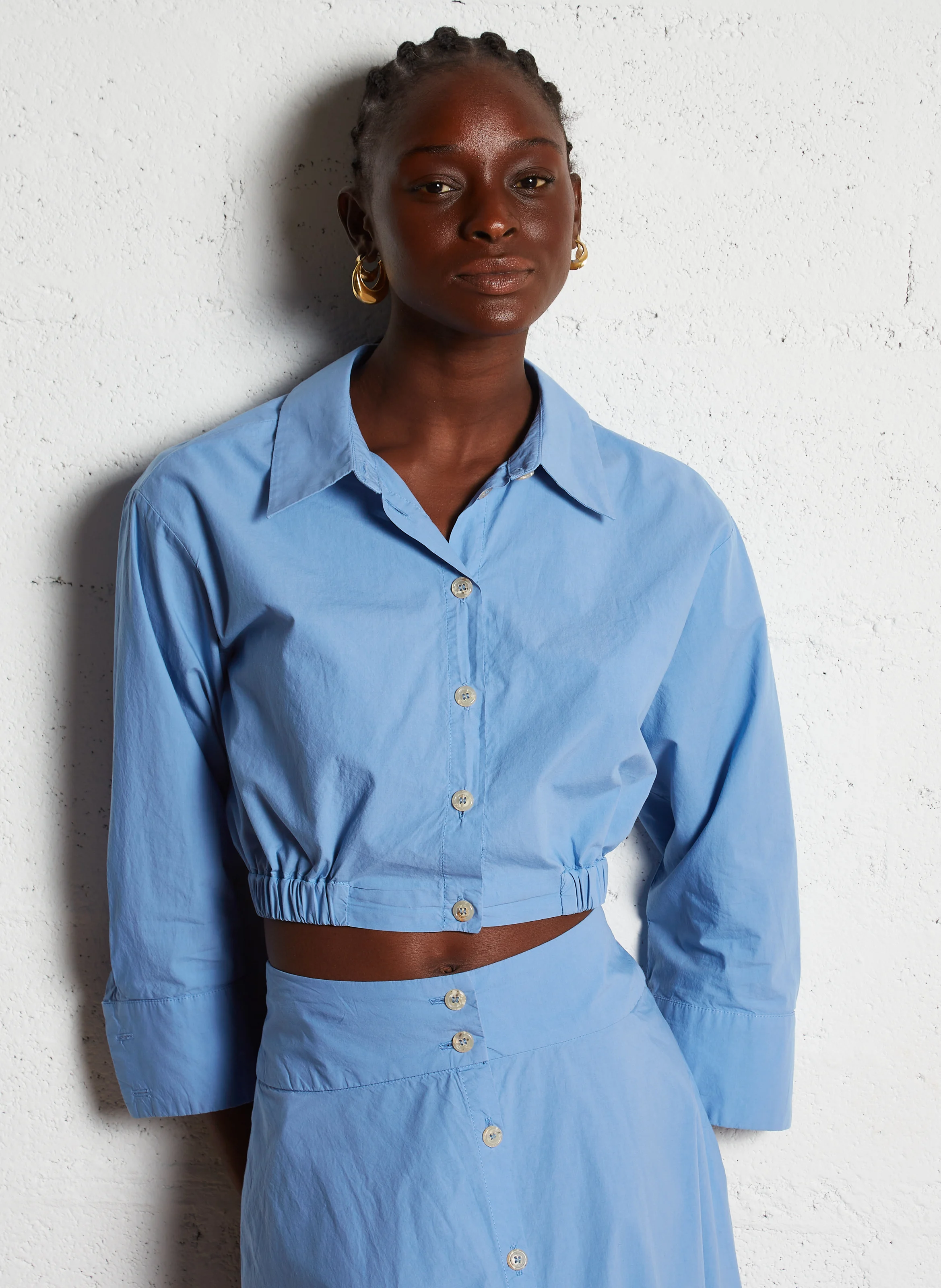 APRIL - Chemise courte en coton | Bleu