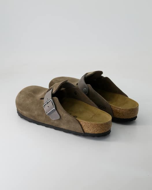 Birkenstock Boston Pantoletten in Grau