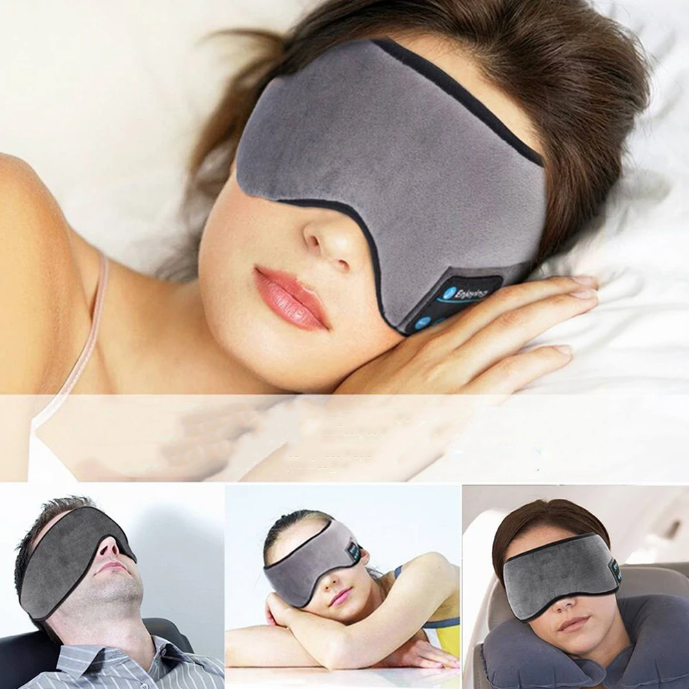 Elastische USB Augenmaske Musik Schlafmaske Bluetooth Augenbinde - Grau