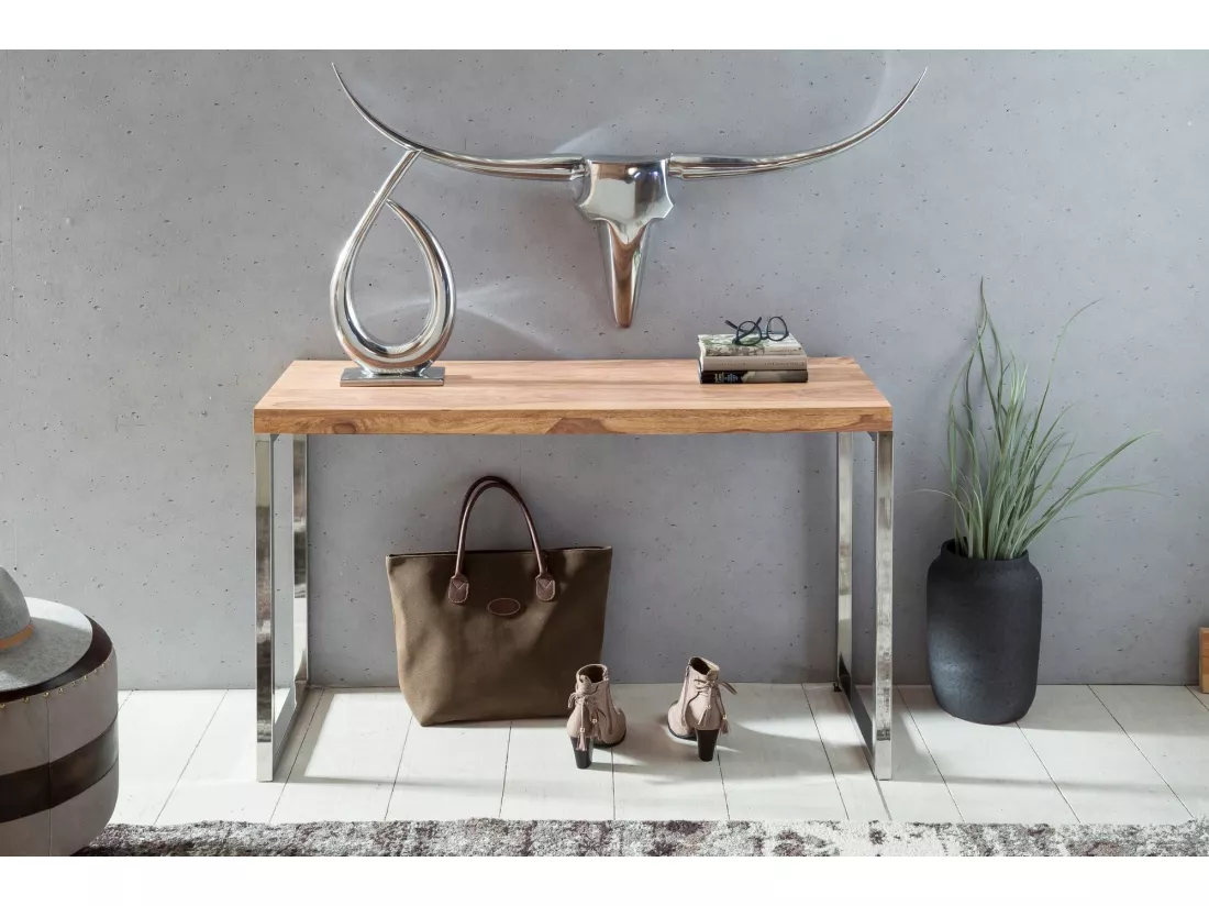 Table console Bois Massif 120x77x45cm Table de couloir Table de bureau