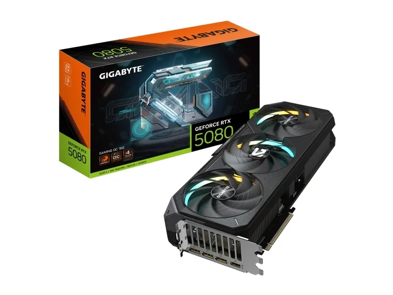 Gigabyte GeForce RTX 5080 GAMING OC 16G - Grafikkort - GeForce RTX 5080 - 16 GB GDDR7 - PCI Express 5.0 - 3 x DisplayPort, HDMI - boks