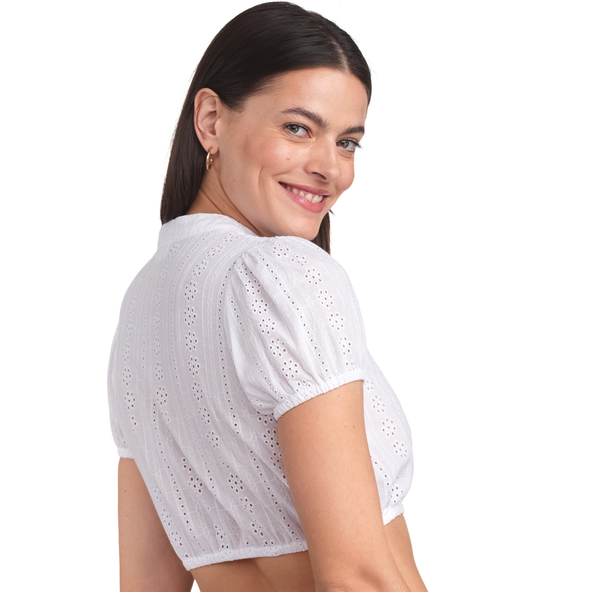 Gina Benotti Damen Dirndl-Bluse mit Lochstickerei weiss