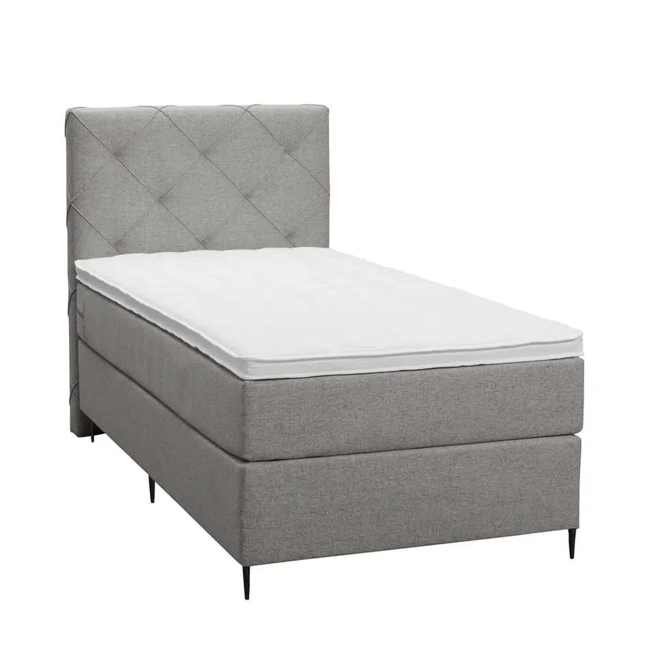 Boxspring Liv geruit - lichtgrijs - 90x200 cm - slanke poot
