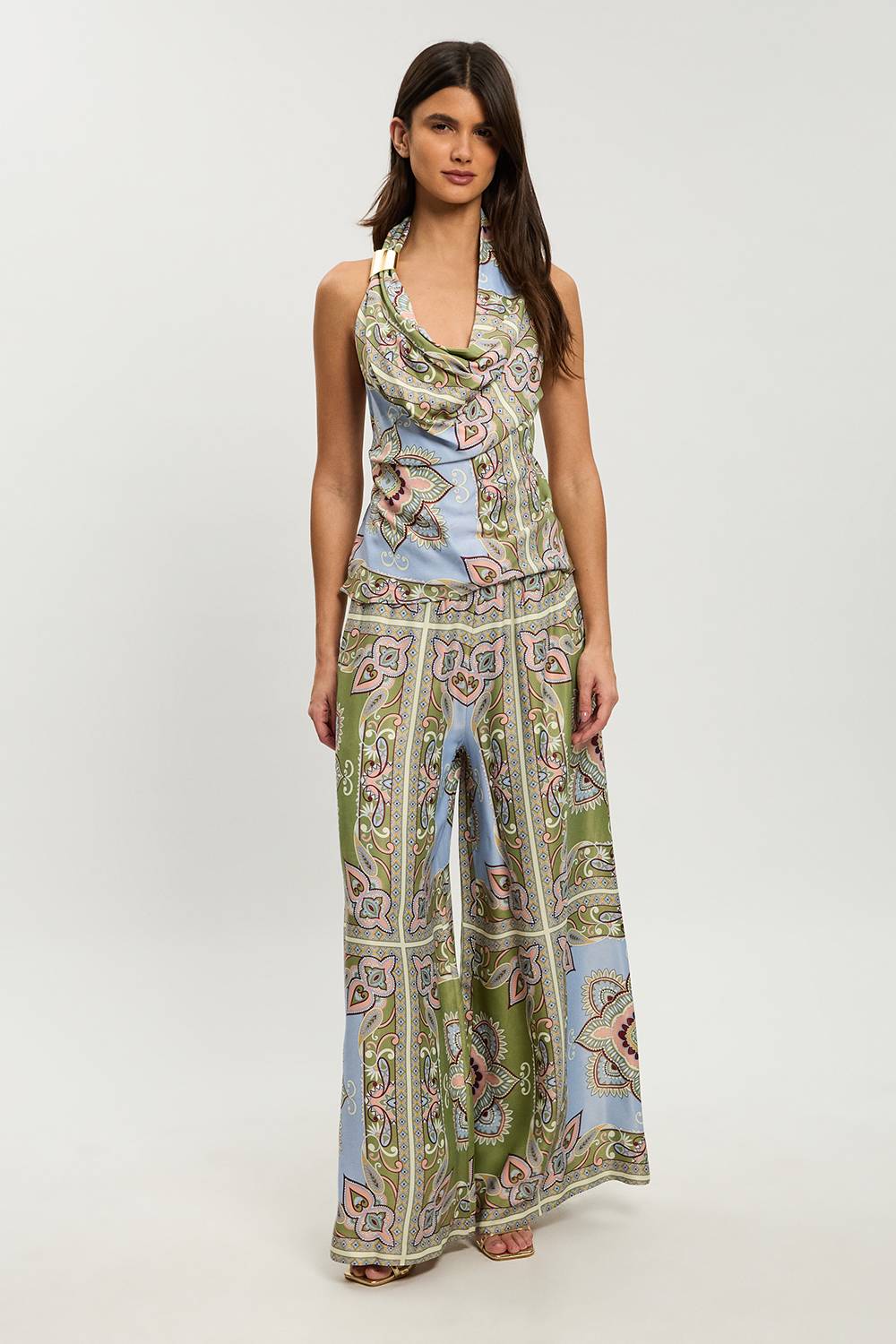 KarenMillen Haut Petite À Détail Satiné En Viscose Avec Imprimé Patchwork