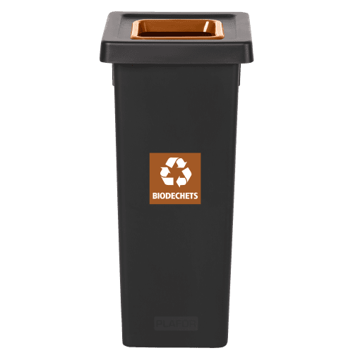 Poubelle PP recyclé Fit avec insert Ecogreen 50L noir/marron Tampel