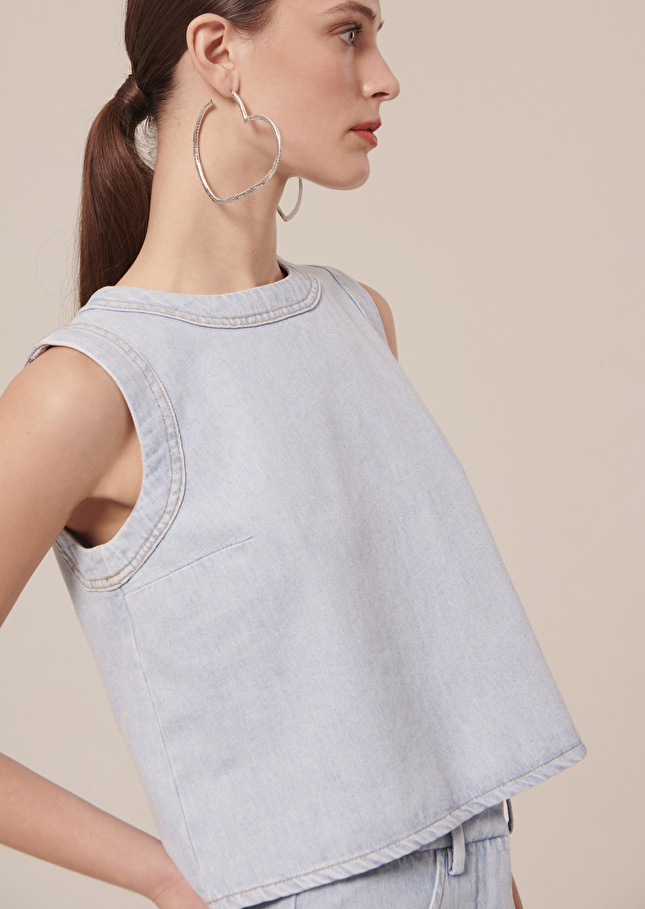 Top Tokonobleu clair en denim