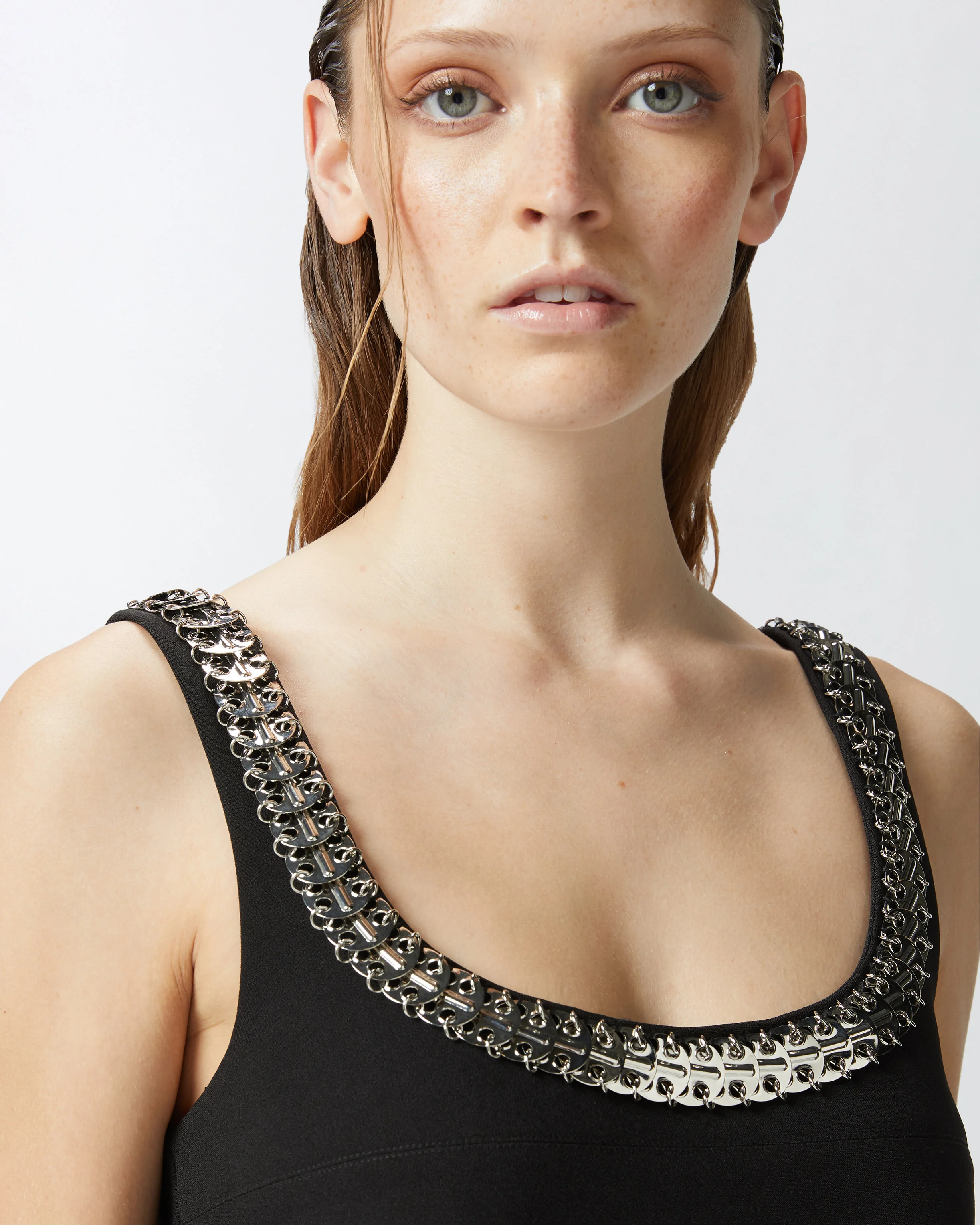 Mini-robe débardeur à broderie brillante | Noir