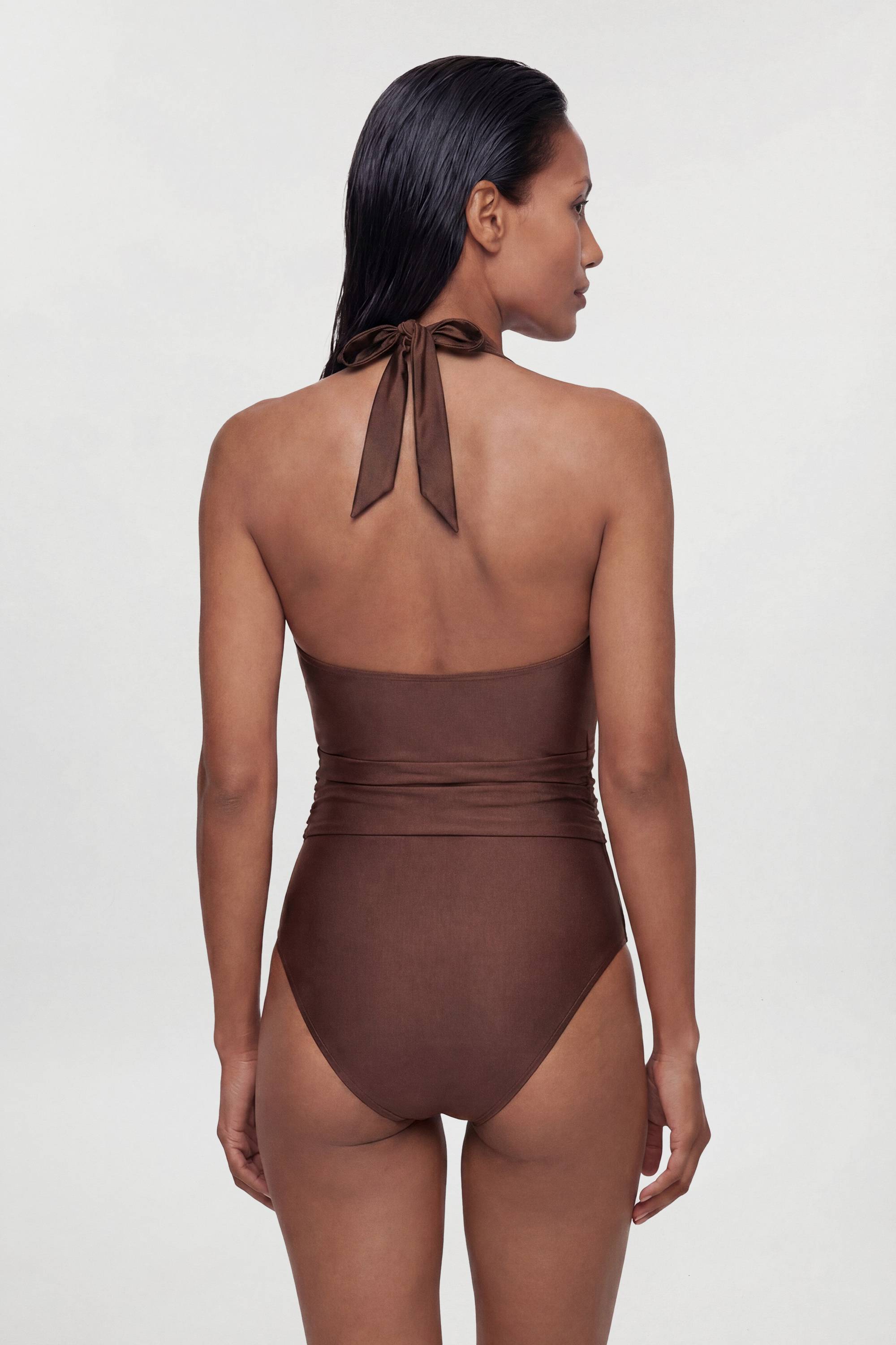 KarenMillen Maillot De Bain Métallisé À Décolleté Plongeant Avec Col Licou Et Détail De Quincaillerie