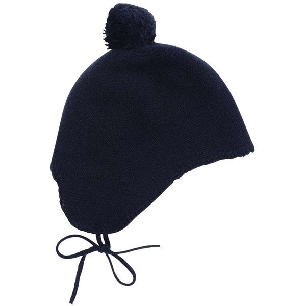 Navy Pom Pom Cashmere Strik Hue - HOLMM