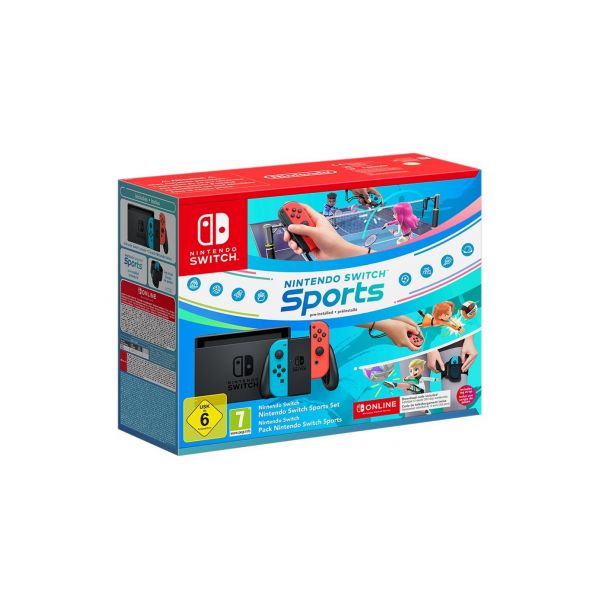 Nintendo Switch Neon Blue/Red V2   Nintendo Switch Sports   Correia Perna   12 Meses Nintendo Switch Online