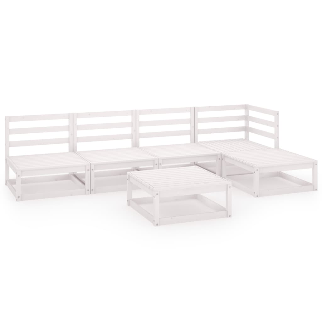 Salon de jardin meuble d'extérieur ensemble de mobilier 6 pièces blanc bois de pin massif