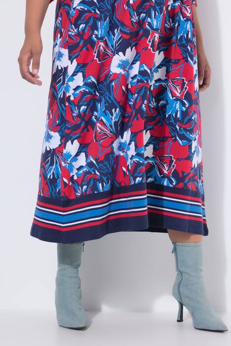 Jersey-Maxikleid, A-Linie, Rundhals, 3/4-Arm, Taschen, marine
