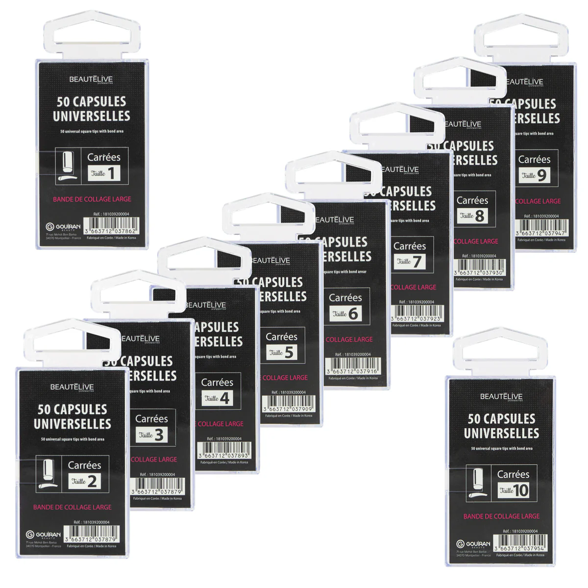 Capsules pour ongles naturelles universelles carrées x50