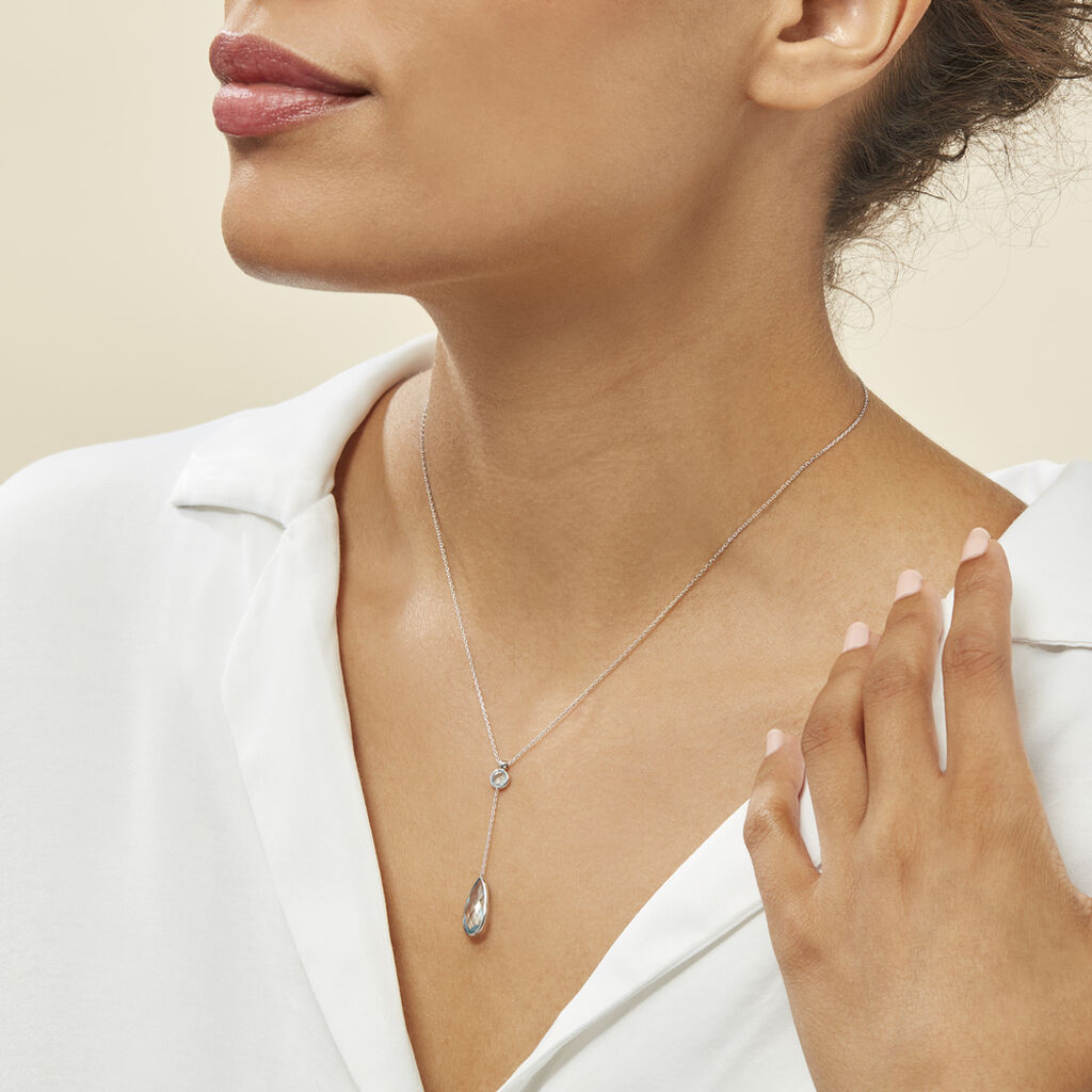 Collier Dennis Or Blanc Topaze