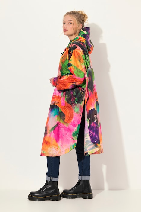 Funktions-Regencape, Unisex, Print, Kapuze