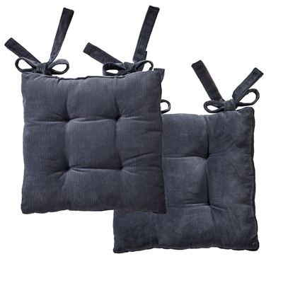 Galette de chaise carrées en velours - Lot de 2
