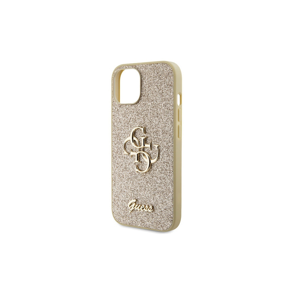 iPhone 15 Hardcase Hülle Big Glitter Script (GUHCP15SHG4SGD) - Gold / Transparent