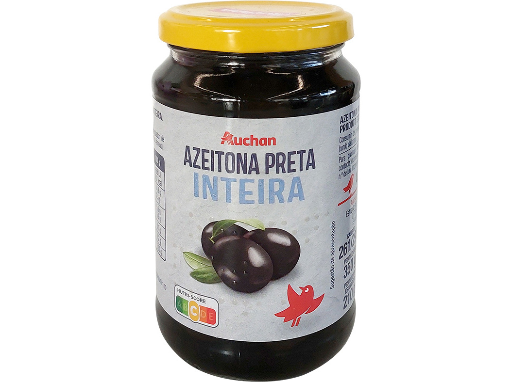 AZEITONA PRETA AUCHAN INTEIRA OXIDADA 350(210)G