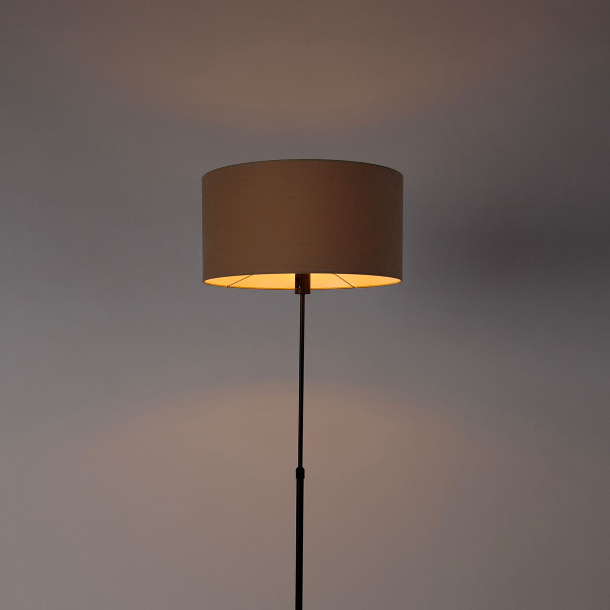 Vloerlamp zwart verstelbaar met kap lichtbruin 50 cm - Parte