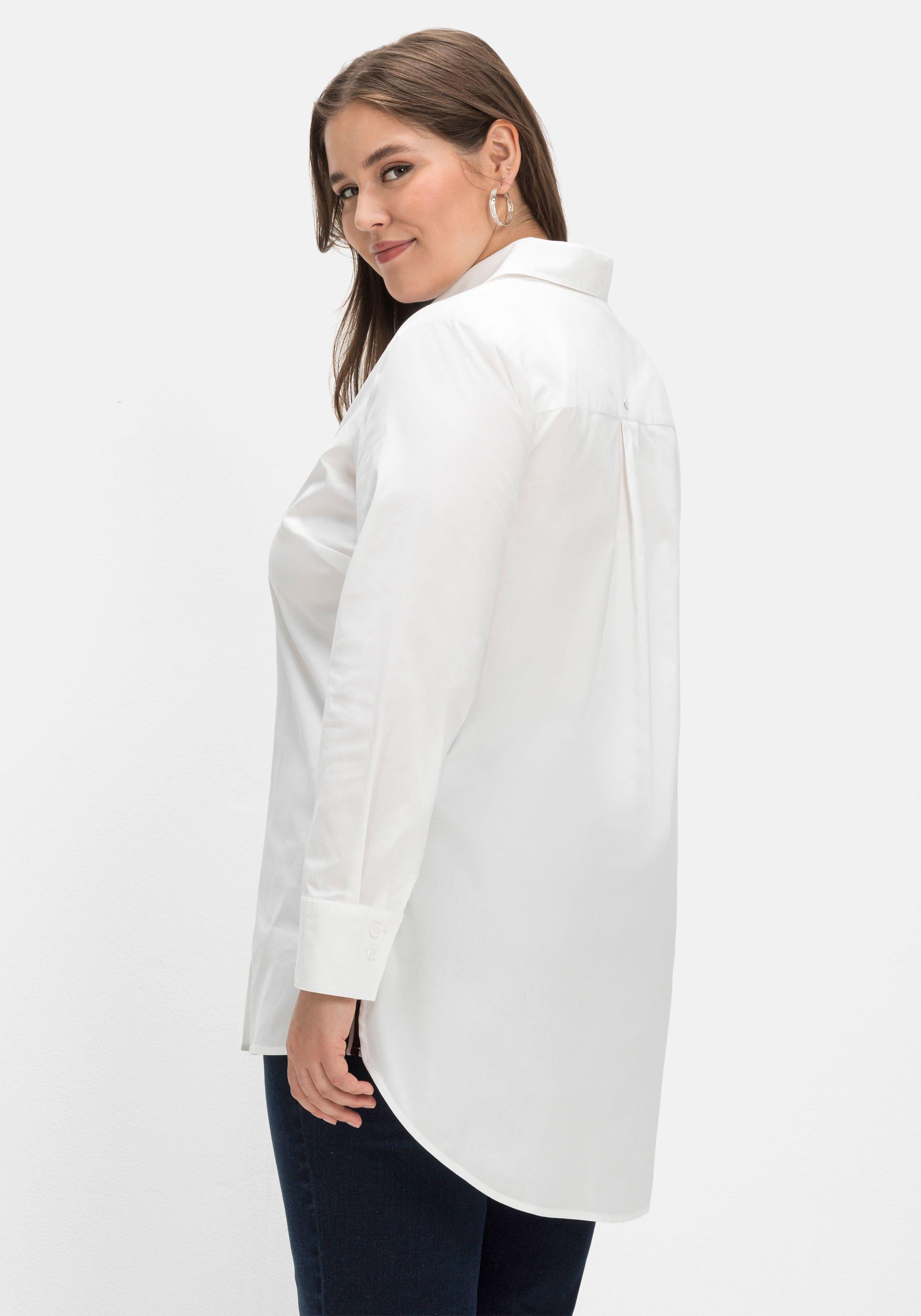 Longbluse mit Kontrast-Seitenschlitzen