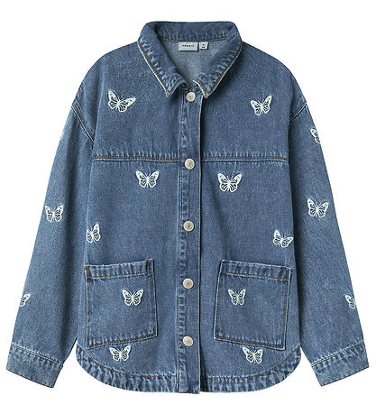 Name It Jeansjacke - NkfMandy - Medium+ Blue Denim/Stickerei Abe