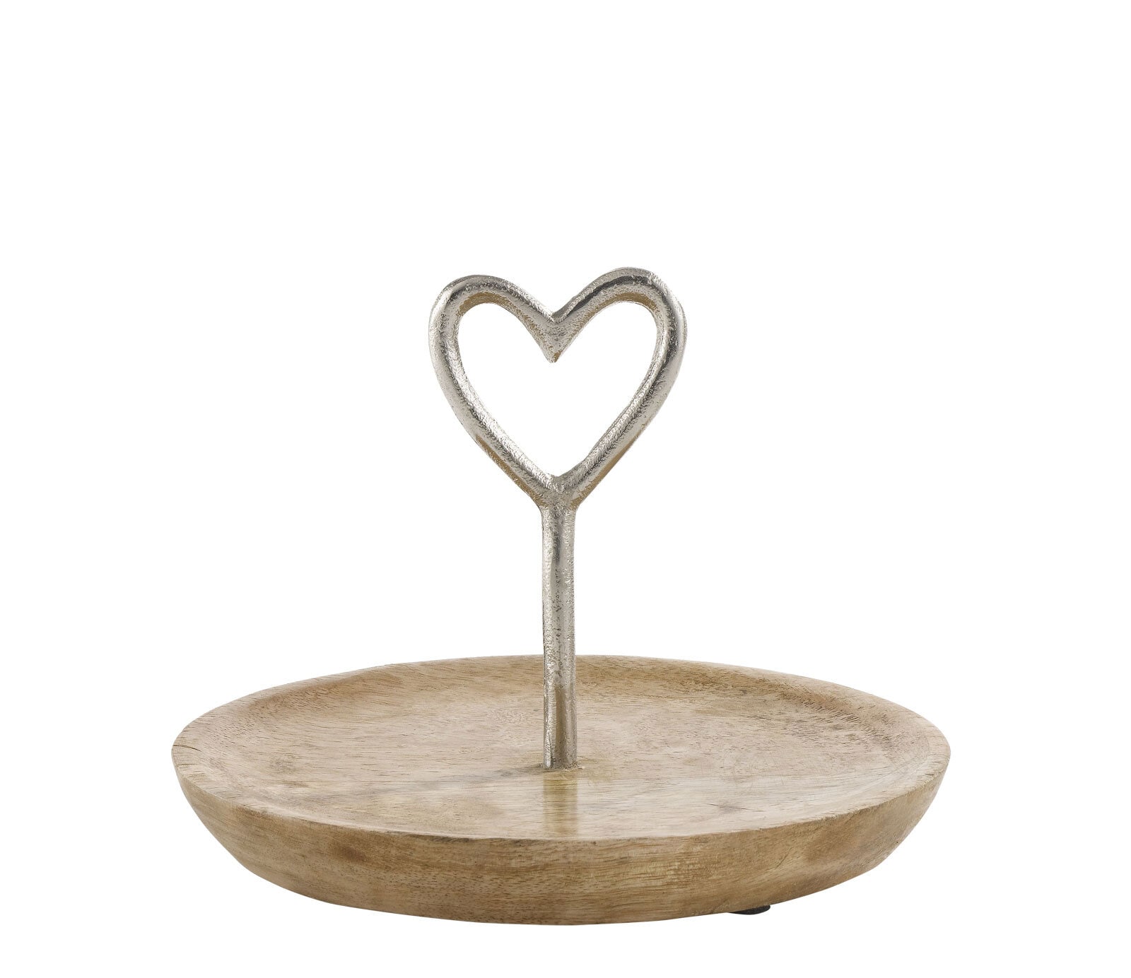 casaNOVA Dekotablett mit Herz 20 cm Holz braun
