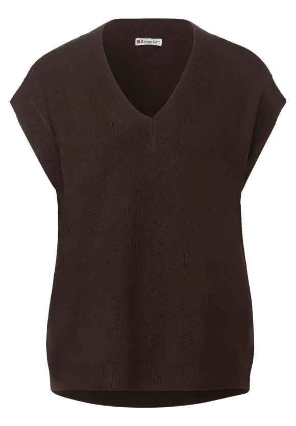 V-Ausschnitt Pullunder - rich brown melange