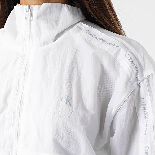 Coupe-Vent Femme Crop A Bandes Logo 9006 Blanc