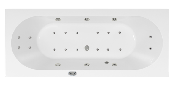Lambini Designs Round bubbelbad 170x75cm elektronisch 6 4 2 hydrojets en 12 aerojets met bedieningspaneel chroom