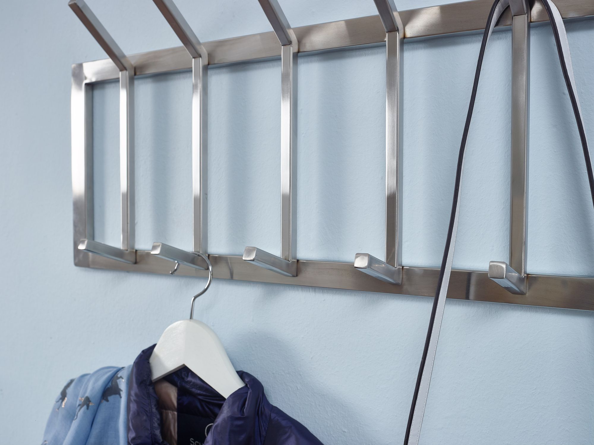 Wandgarderobe FineBuy Garderobe Metall 65 cm Silber Flur Hakenleiste Paneel