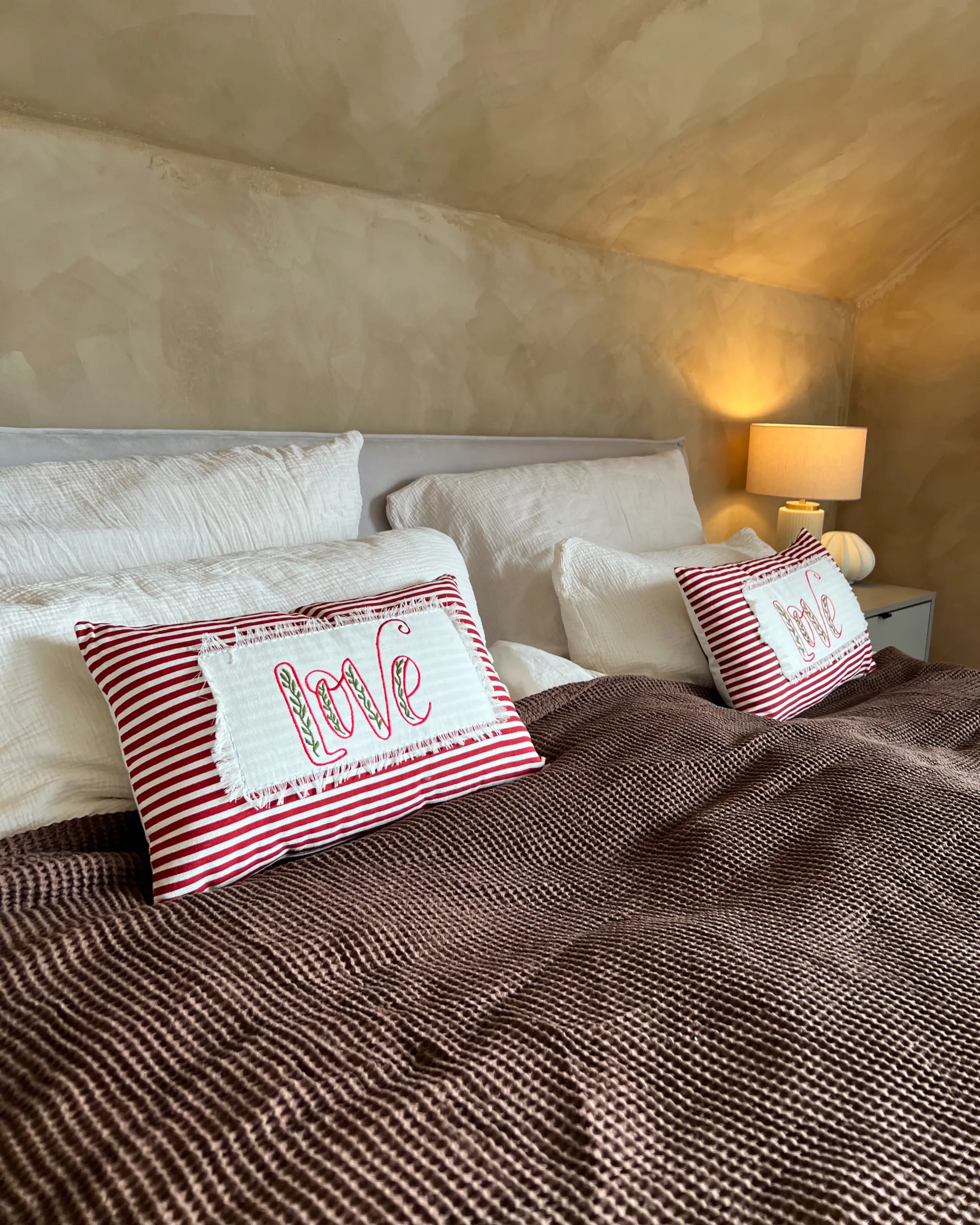Set van 2 sierkussens ALSINE Katoen 30 x 50 cm Rood gestreept