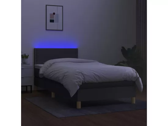 Sommier tapissier avec matelas et LED Gris foncé 90x190cm Tissu